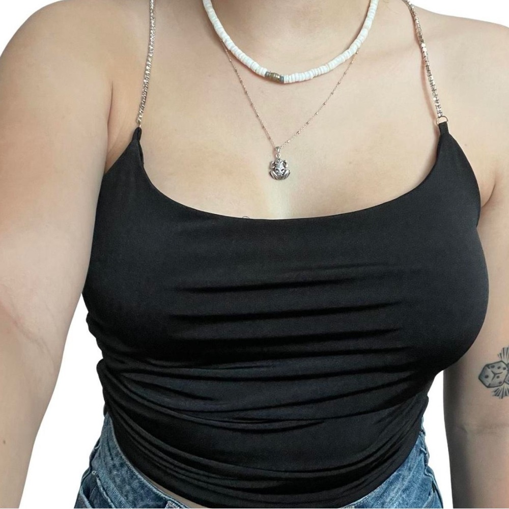 Ruched black tank top